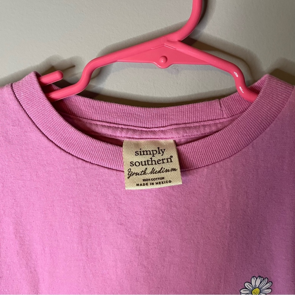 Simply Southern Pink Short Sleeve Tee with Graphic Design Youth Medium - Picture 3 of 5